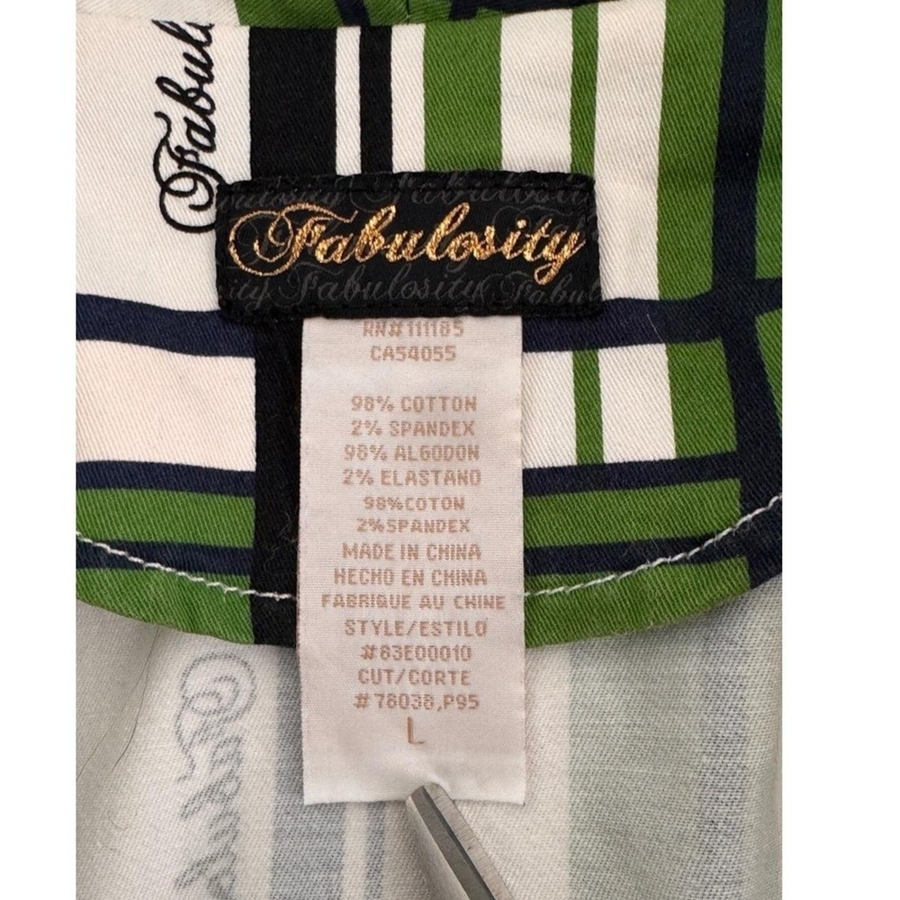 Fabulosity Blazer Women's L Vintage Green Navy Plaid Button Cotton Stretch Y2K - Picture 7 of 10
